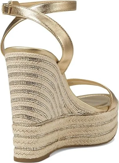 MICHAEL Michael Kors Leighton Wedge Women's Shoes Pale Gold : 8 M, Leather - Image 4