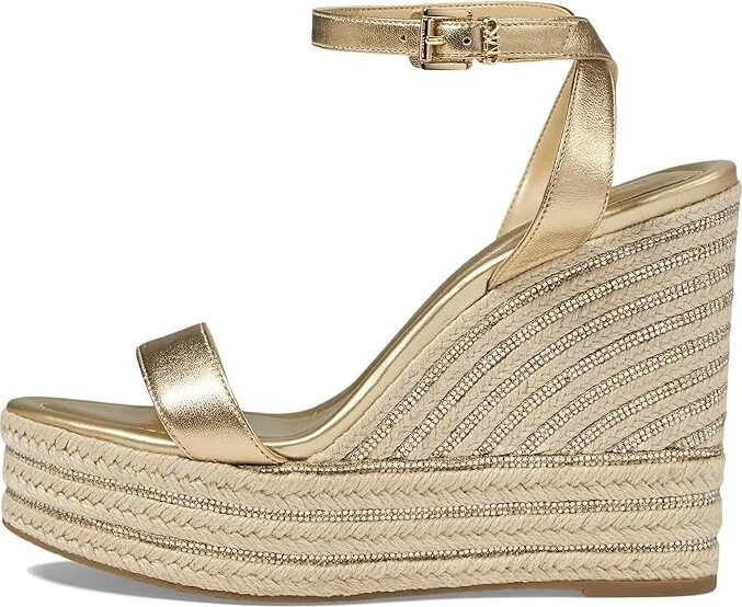 MICHAEL Michael Kors Leighton Wedge Women's Shoes Pale Gold : 8 M, Leather - Image 5