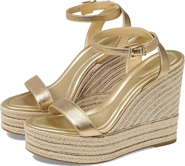MICHAEL Michael Kors Leighton Wedge Women's Shoes Pale Gold : 8 M, Leather