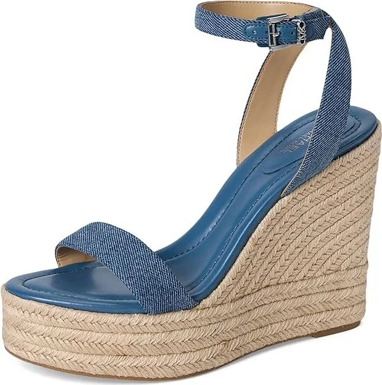 MICHAEL Michael Kors Leighton Wedge Women's Shoes Union Wash : 9.5 M, Leather - Image 5
