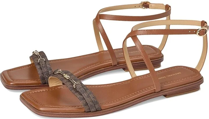 MICHAEL Michael Kors Lena Flat Sandal Women's Sandals Brown/Luggage : 9.5 M