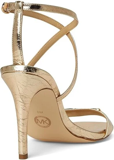MICHAEL Michael Kors Lena Heeled Sandal Women's Sandals Pale Gold : 7 M, Leather/Rubber - Image 4