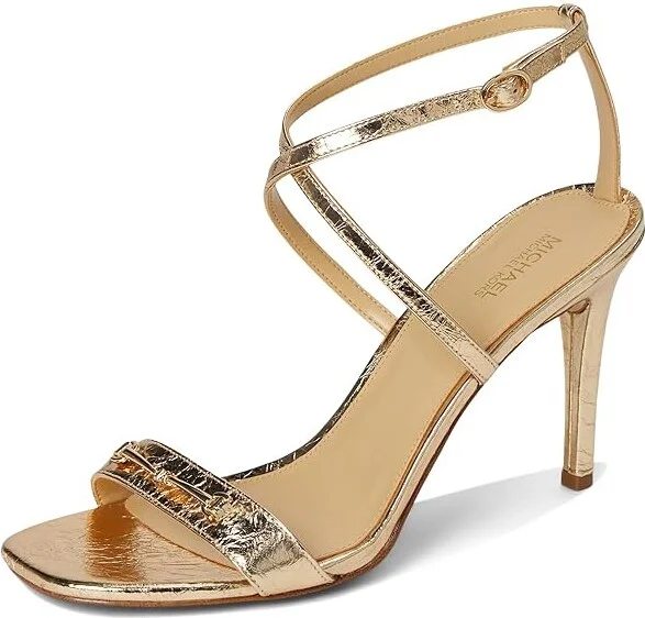 MICHAEL Michael Kors Lena Heeled Sandal Women's Sandals Pale Gold : 7 M, Leather/Rubber - Image 5