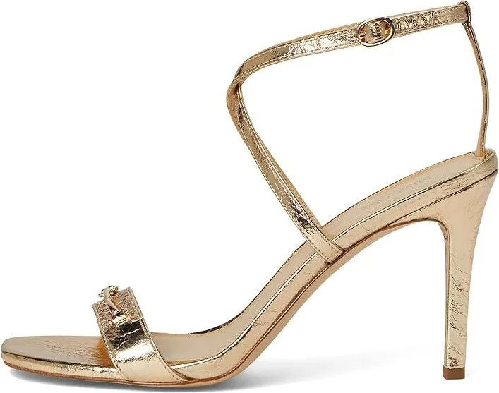 MICHAEL Michael Kors Lena Heeled Sandal Women's Sandals Pale Gold : 7 M, Leather/Rubber - Image 6