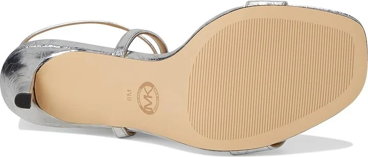 MICHAEL Michael Kors Lena Heeled Sandal Women's Sandals Silver : 7 M, Leather/Rubber - Image 3