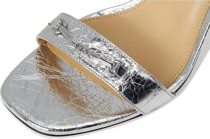 MICHAEL Michael Kors Lena Heeled Sandal Women's Sandals Silver : 7 M, Leather/Rubber - Image 7