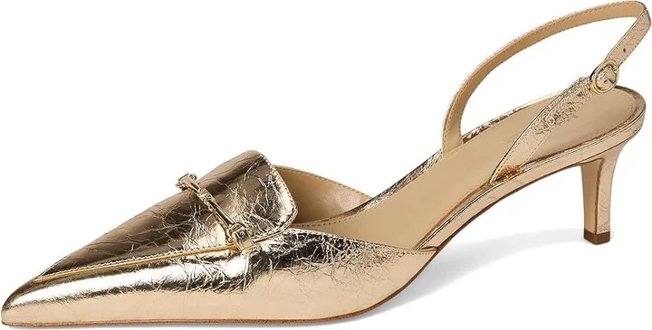 MICHAEL Michael Kors Lena Sling Pump High Women's Heels Pale Gold : 6 M, Leather - Image 5