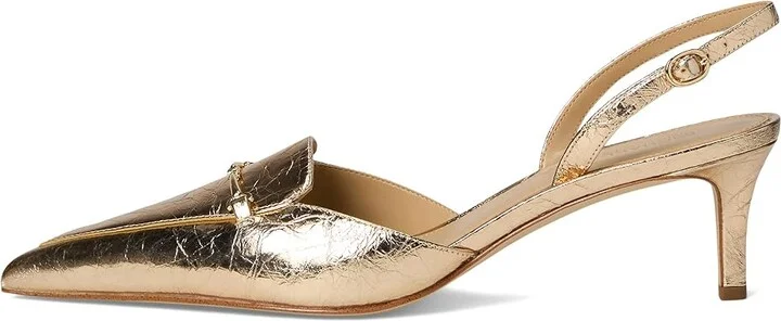 MICHAEL Michael Kors Lena Sling Pump High Women's Heels Pale Gold : 6 M, Leather - Image 6