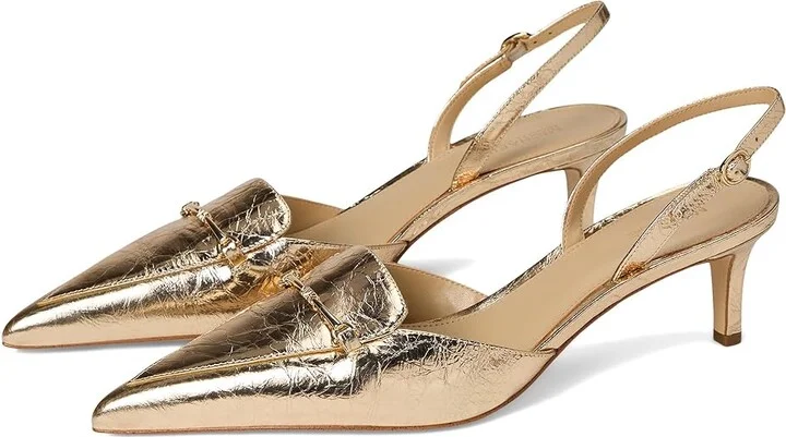 MICHAEL Michael Kors Lena Sling Pump High Women's Heels Pale Gold : 6 M, Leather