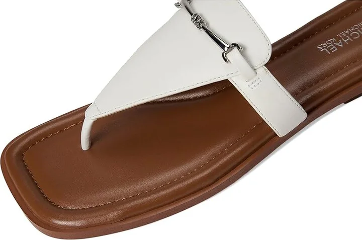 MICHAEL Michael Kors Lena Thong Women's Sandals Optic White 1 : 9.5 M, Leather - Image 7