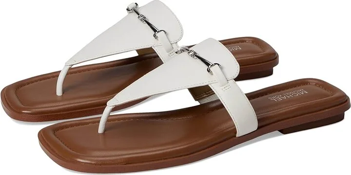 MICHAEL Michael Kors Lena Thong Women's Sandals Optic White 1 : 9.5 M, Leather