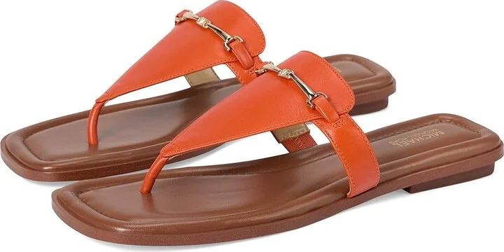 MICHAEL Michael Kors Lena Thong Women's Sandals Orange Punch : 7.5 M, Leather