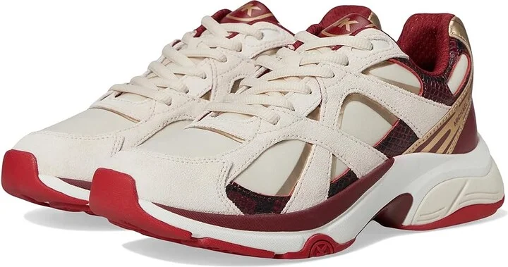 MICHAEL Michael Kors Leo Trainer Women's Shoes Deep Red : 6.5 M, Leather/Polyester
