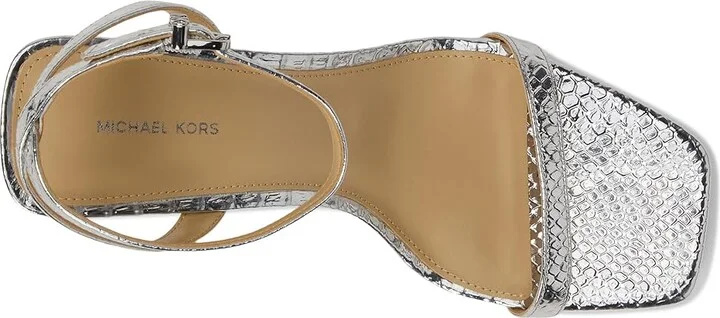 MICHAEL Michael Kors Liana Mid Sandal Women's Sandals Silver : 6.5 M, Leather - Image 2