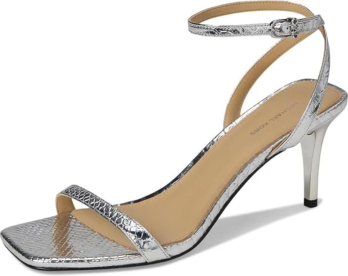 MICHAEL Michael Kors Liana Mid Sandal Women's Sandals Silver : 6.5 M, Leather - Image 5