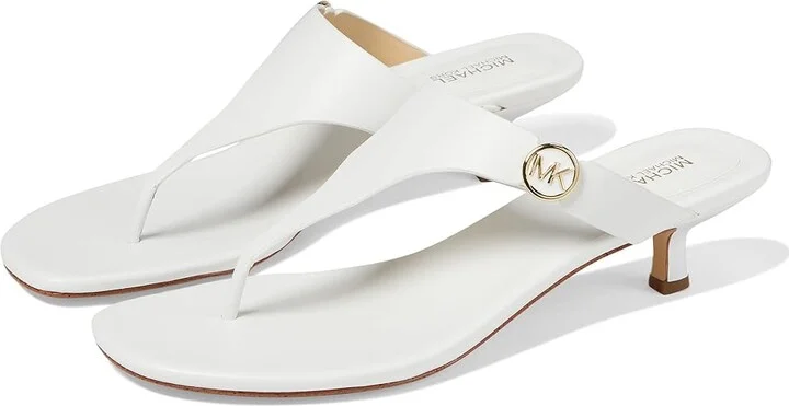 MICHAEL Michael Kors Lucinda Kitten Women's Sandals Optic White : 8.5 M, Leather/Rubber