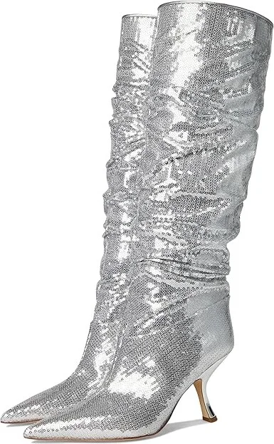 MICHAEL Michael Kors Luna Boots Women's Boots Silver : 5.5 M, Leather