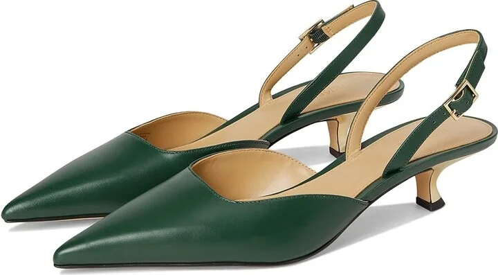 MICHAEL Michael Kors Luna Kitten Sling Pump High Women's Heels Bosco : 6 M, Leather/Rubber