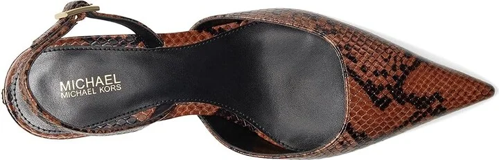 MICHAEL Michael Kors Luna Kitten Sling Pump High Women's Heels Luggage : 7 M, Leather/Rubber - Image 2