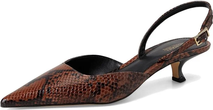 MICHAEL Michael Kors Luna Kitten Sling Pump High Women's Heels Luggage : 7 M, Leather/Rubber - Image 5