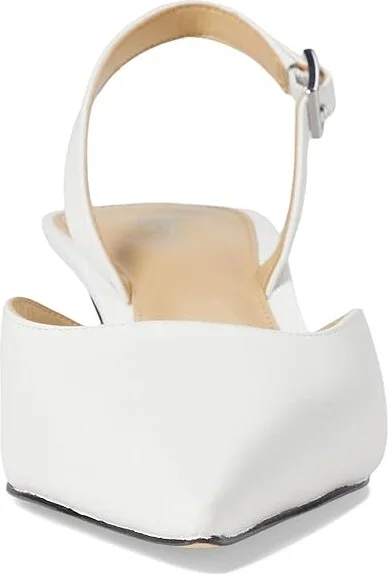 MICHAEL Michael Kors Luna Kitten Sling Pump High Women's Heels Optic White : 6 M, Leather/Rubber - Image 2
