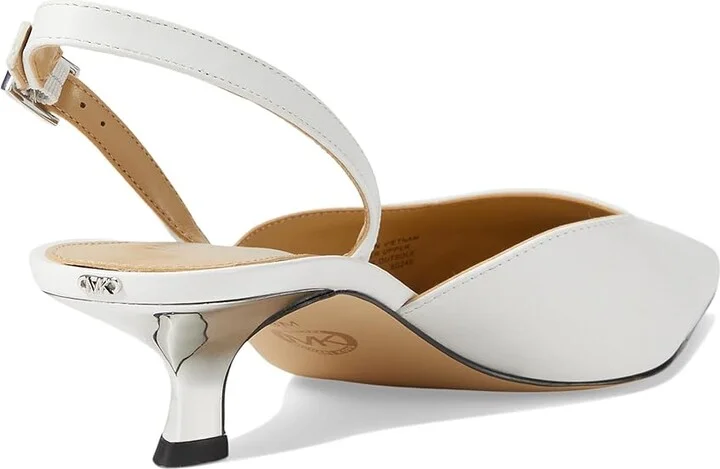 MICHAEL Michael Kors Luna Kitten Sling Pump High Women's Heels Optic White : 6 M, Leather/Rubber - Image 4