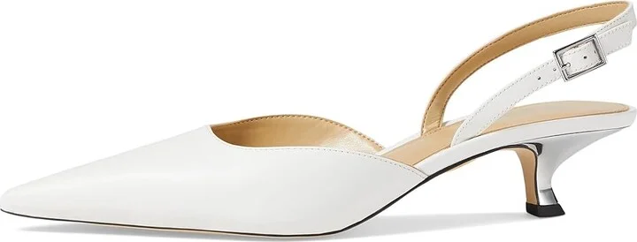 MICHAEL Michael Kors Luna Kitten Sling Pump High Women's Heels Optic White : 6 M, Leather/Rubber - Image 5
