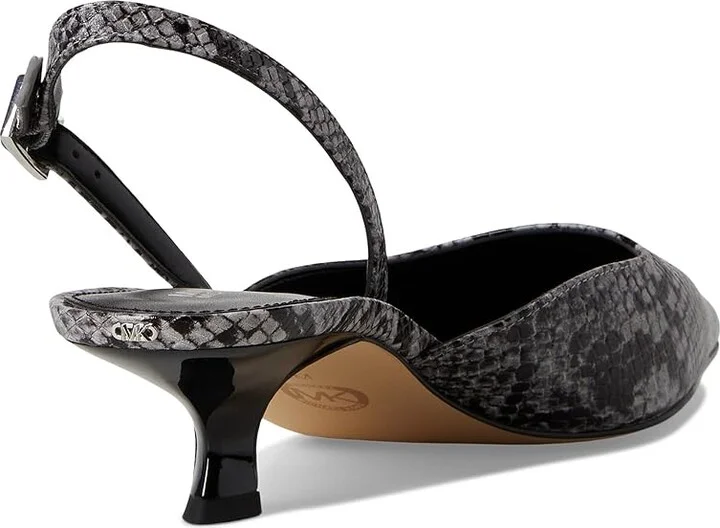 MICHAEL Michael Kors Luna Kitten Sling Pump High Women's Heels Quarry Grey : 6.5 M, Leather/Rubber - Image 4