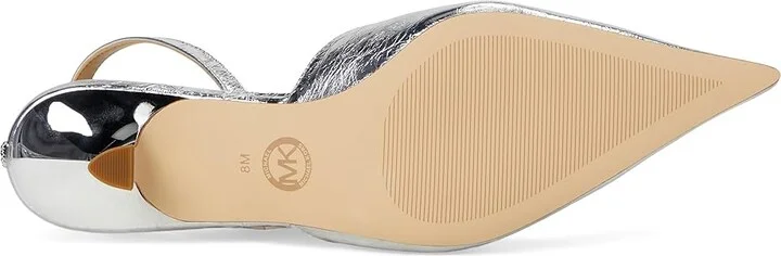 MICHAEL Michael Kors Luna Kitten Sling Pump High Women's Heels Silver : 7 M, Leather/Rubber - Image 3