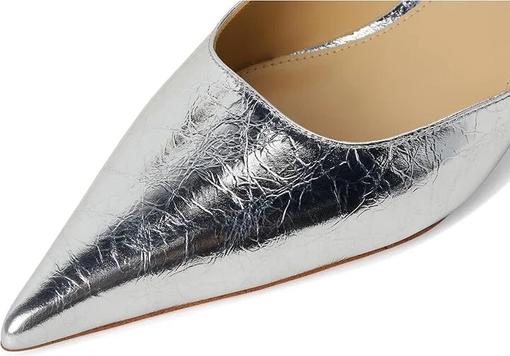 MICHAEL Michael Kors Luna Kitten Sling Pump High Women's Heels Silver : 7 M, Leather/Rubber - Image 7