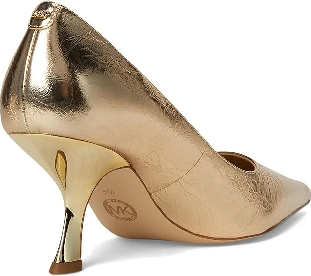 MICHAEL Michael Kors Luna Mid Pumps High Women's Heels Pale Gold : 7.5 M, Leather/Rubber - Image 4