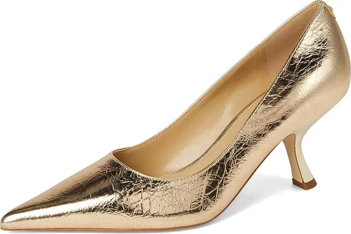 MICHAEL Michael Kors Luna Mid Pumps High Women's Heels Pale Gold : 7.5 M, Leather/Rubber - Image 5