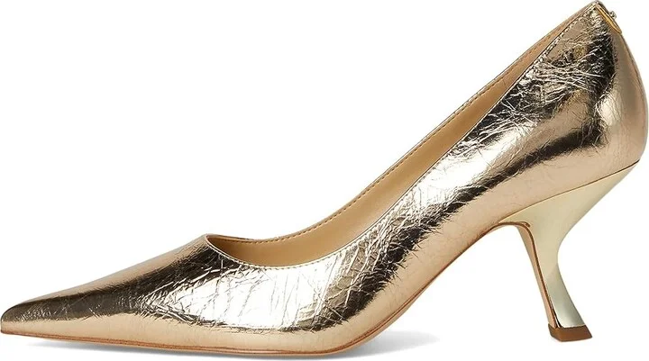 MICHAEL Michael Kors Luna Mid Pumps High Women's Heels Pale Gold : 7.5 M, Leather/Rubber - Image 6