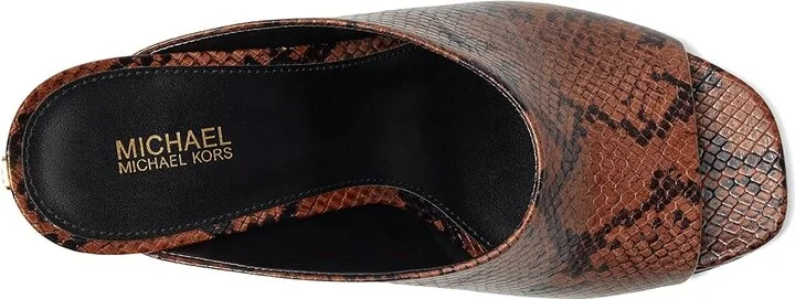MICHAEL Michael Kors Luna Mule Sandals Women's Sandals Luggage : 7 M, Leather/Rubber - Image 2