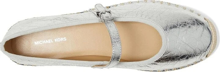 MICHAEL Michael Kors Lynn Ballet Espadrille Women's Shoes Silver : 6.5 M, Leather - Image 2