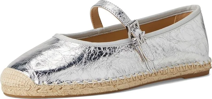 MICHAEL Michael Kors Lynn Ballet Espadrille Women's Shoes Silver : 6.5 M, Leather - Image 5