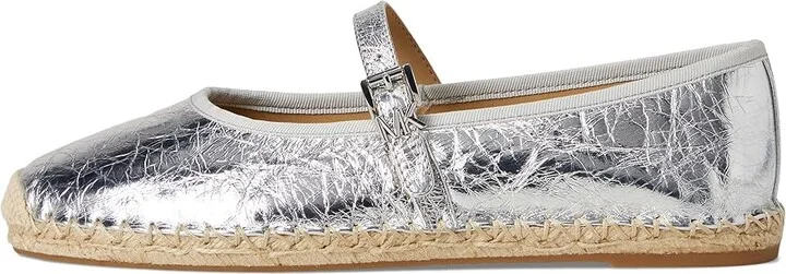 MICHAEL Michael Kors Lynn Ballet Espadrille Women's Shoes Silver : 6.5 M, Leather - Image 6