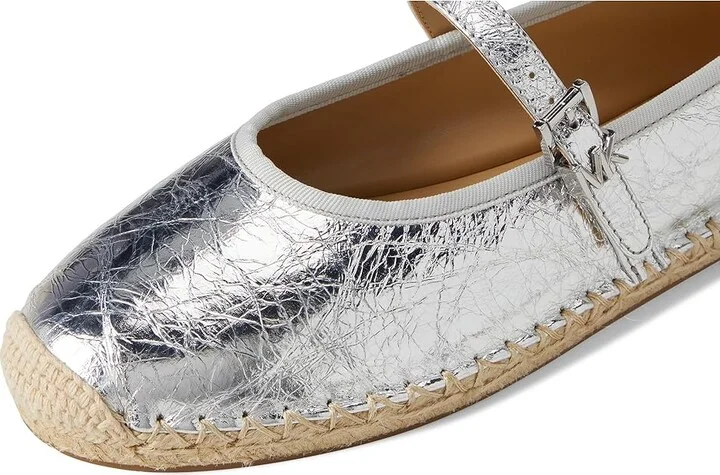 MICHAEL Michael Kors Lynn Ballet Espadrille Women's Shoes Silver : 6.5 M, Leather - Image 7
