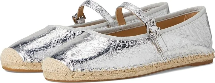 MICHAEL Michael Kors Lynn Ballet Espadrille Women's Shoes Silver : 6.5 M, Leather