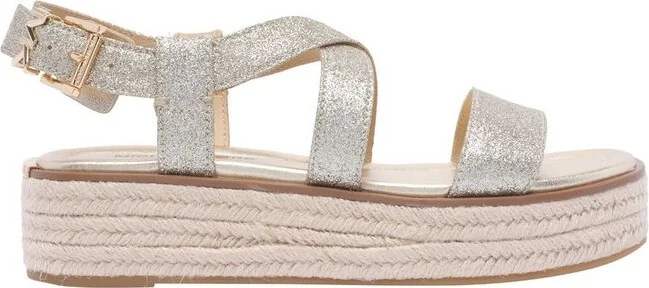 Michael Michael Kors Lynn Metallic Leather Platform Espadrille Sandals