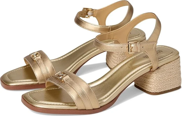 MICHAEL Michael Kors Mandy Mid Sandal Women's Sandals Pale Gold : 6.5 M, Leather