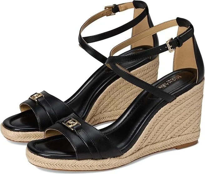 MICHAEL Michael Kors Mandy Wedge Women's Sandals Black : 8 M, Leather