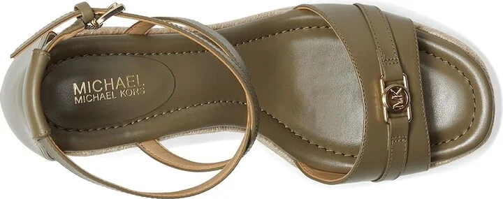 MICHAEL Michael Kors Mandy Wedge Women's Sandals Safari Green : 7 M, Leather - Image 2