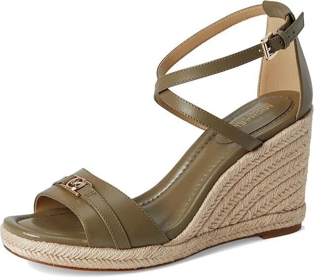 MICHAEL Michael Kors Mandy Wedge Women's Sandals Safari Green : 7 M, Leather - Image 5