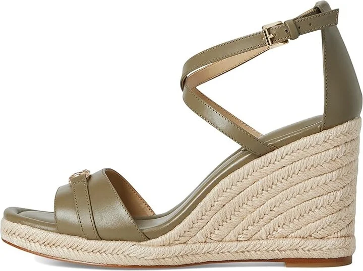 MICHAEL Michael Kors Mandy Wedge Women's Sandals Safari Green : 7 M, Leather - Image 6