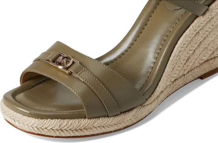 MICHAEL Michael Kors Mandy Wedge Women's Sandals Safari Green : 7 M, Leather - Image 7