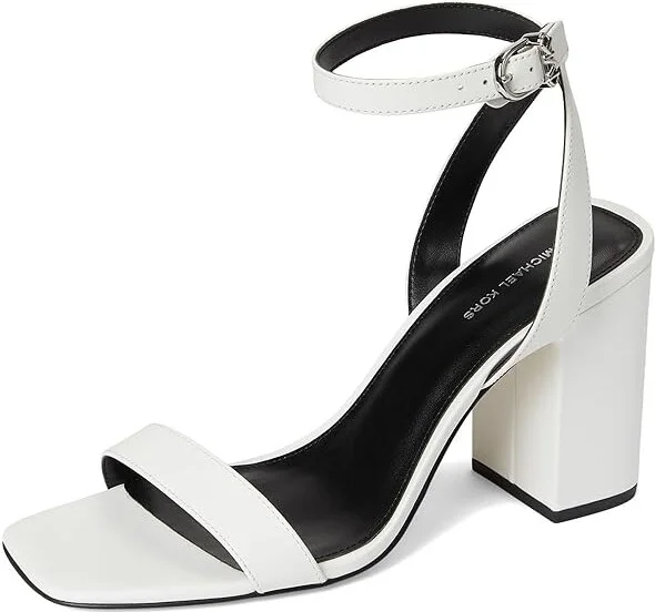 MICHAEL Michael Kors Merriam Block Heel Women's Sandals Optic White : 9.5 M, Leather/Rubber - Image 5