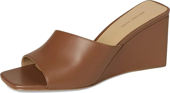 MICHAEL Michael Kors Merriam Wedge Women's Wedge Shoes Luggage : 8 M, Leather - Image 5