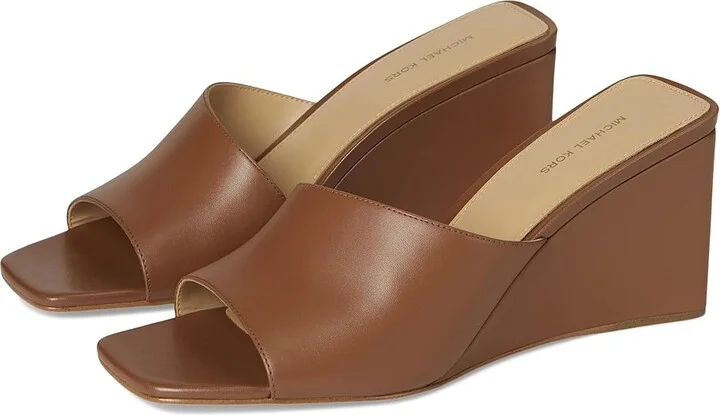 MICHAEL Michael Kors Merriam Wedge Women's Wedge Shoes Luggage : 8 M, Leather