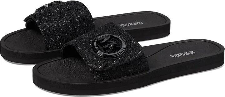 MICHAEL Michael Kors MK Charm Slide Women's Sandals Black : 8 M, Rubber